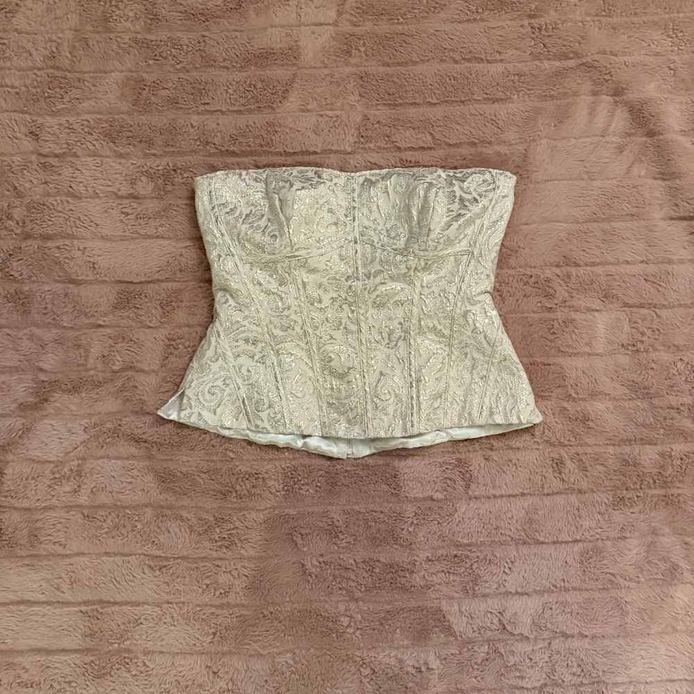 White House Black Market Cream Strapless Top